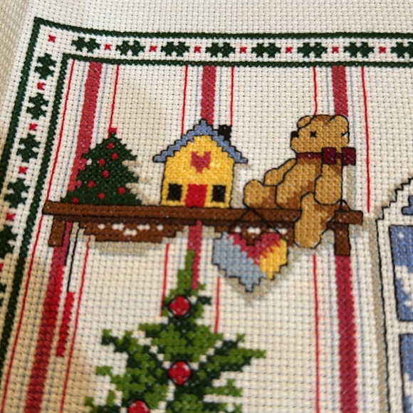Large completed Counted Cross Stitch Art ‎ Christmas Checking His List S… - Picture 5 of 8